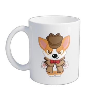 Imagem de Caneca Xícara de Café Porcelana 300ml Ilustração Detetive Sherlock Holmes