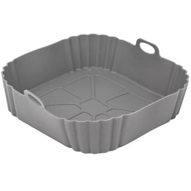 Imagem de Formas De Silicone Air Fryer Quadrada Cesto Grande Fritadeira Elétrica Antiaderente(2,Cinza)