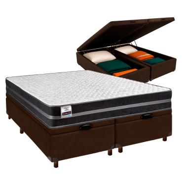 Imagem de Cama Box Bau Blindado Casal + Colchão Molas Ultralastic Bogota Inducol