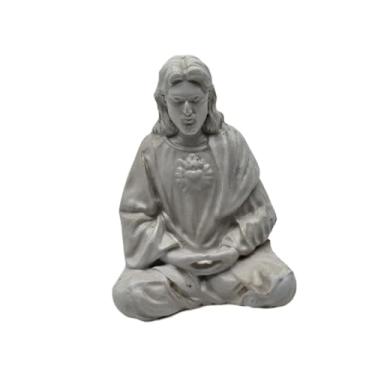 Imagem de WeiLaiKeQi Estatueta de Jesus Meditando, Escultura Tradicional em Resina para Decoração de Mesa, Exibição