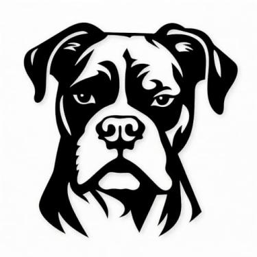 Imagem de Arte Decorativa Pet 3D para Parede, Dog Friendly, Cão, Quadro Cachorro, Shih Tzu, Labrador Retriever, Poodle, Pit Bull e Vira-Lata e Muito Mais, Preto, 23x23cm, Plástico Ecológico, Fita 3M, Confira Modelos (Boxer)