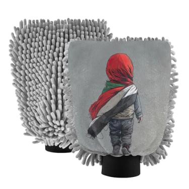 Imagem de ODAWA Free Gaza Free Palestine 2PK Luva de detalhamento automático sem fiapos para caminhões, tamanho médio 19 x 26 cm
