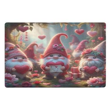 Imagem de Lindo capacho de gnomos para o dia dos namorados, entrada interna, resistente à sujeira, tapete para casa, tapete de entrada, decoração de varanda frontal ao ar livre