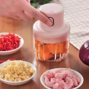 Imagem de Mini Processador de Alimentos Elétrico Portátil, 3 Lâminas em Aço Inoxidável, Sem Fio Recarregável, Triturador Multifuncional para Alho, Carne, Vegetais, 250ml