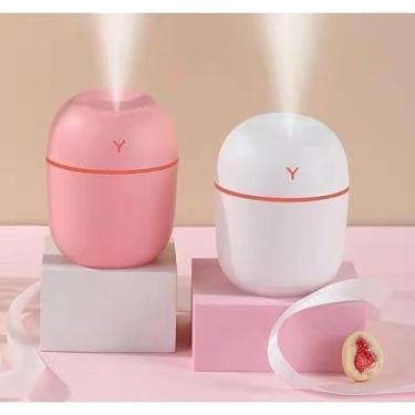 Imagem de Kit 2 Umidificadores de Ar Ultrassônico Portátil 220ml, Branco Rosa Verde Água, USB 1.5W, Desligamento Automático, Compatível com Óleos Essenciais, 7x7x10cm