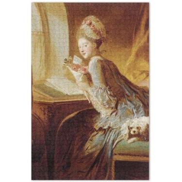 Imagem de François Boucher Madame Painting Puzzles 500 peças para adultos elefante branco colorido quebra-cabeça flor impressão de arte, 50 x 37 centímetros