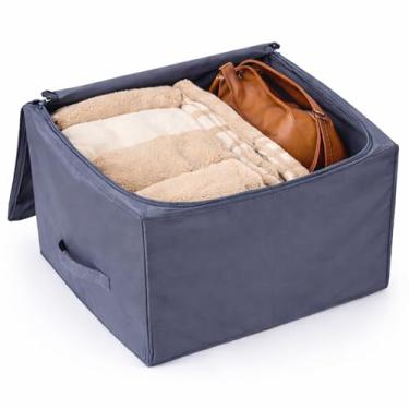 Imagem de Caixa Organizadora com Zíper, Cinza, TNT, 38x38x20cm, Dobrável, Anti-poeira, Anti-umidade, com Alça