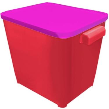 Imagem de Porta Ração Antiformiga 6kg para Cachorro e Gato – Container Plástico com Tampa e Alça Furacão Pet(Vermelho)