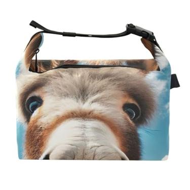 Imagem de TSENQUE Lancheira personalizada fofa de burro reutilizável feminina lancheira para trabalho com estampa animal bolsa isolada para adultos