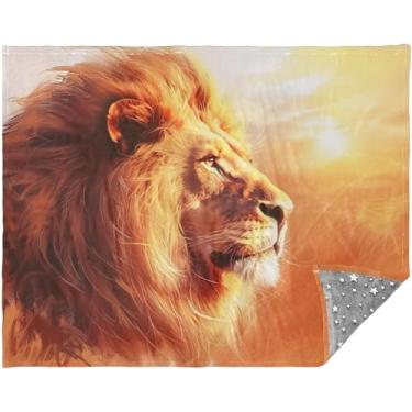Imagem de Retrato de leão personalizado pintura animal cobertores macios para sofá 177,8 cm x 139,7 cm mantas macias fofas para sofá-cama cobertor de inverno cinza