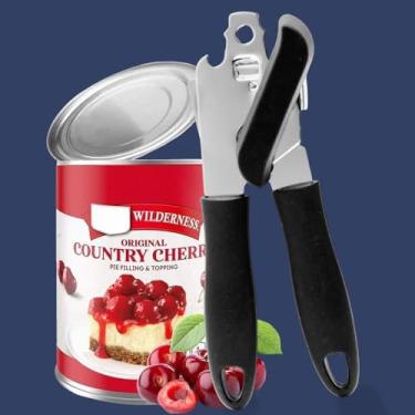 Imagem de Abridor manual de latas – Abridor de latas de aço inoxidável resistente com borda lisa portátil para idosos e cozinha