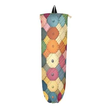 Imagem de Suporte de saco plástico com remendo acolchoado, suporte de sacola de supermercado para cozinha, suporte de sacola de compras para sacolas plásticas