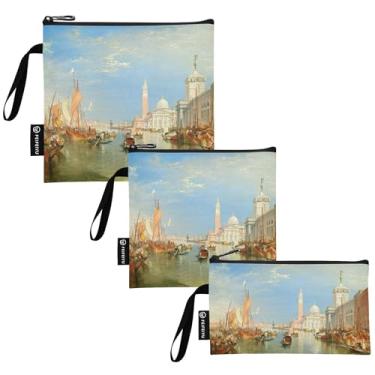 Imagem de J. M. W. Turner Venice Dogana San Giorgio Maggiore Reutilizável, Lancheira e Lancheira com Zíper, Seguro para Alimentos, Lavável para Escola, Piquenique, Trabalho, Viagens (pacote com 3)