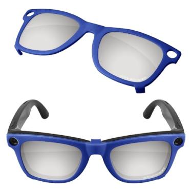 Imagem de Firtox Clipes polarizados para Ray-Ban Meta Wayfarer RW4006 (tamanho M 50-22), proteja seus olhos para homens e mulheres - Armação azul - Titânio prateado