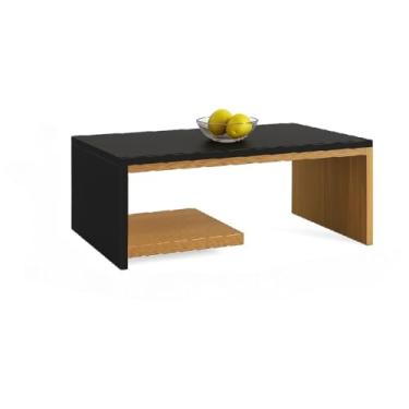 Imagem de Mesinha de Centro Apoio Lateral Moderna Para Sala (Preto/Nature)