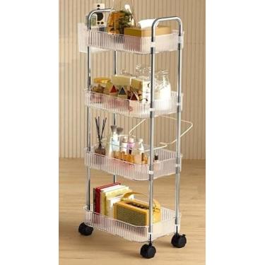 Imagem de Carrinho Estante Pequeno Acrílico Multiuso Com Rodinha 3 Ou 4 Prateleiras(4 CAMADAS)