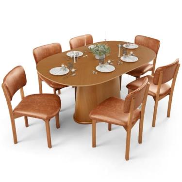Imagem de Mesa Para Sala de Jantar Valência com 06 Cadeiras Sala de Jantar Dara L02 Couríssimo Camel - Lyam Decor
