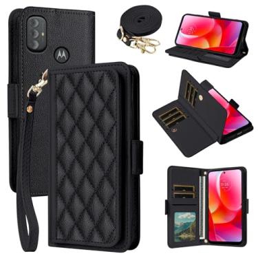 Imagem de Dibosom Capa carteira para Motorola Moto G Power 2022/MotoG Play 2023/G Pure 2021 Argyle com alça de pulso/ombro e compartimentos para cartões, porta-cartões, suporte minimalista, capa de celular