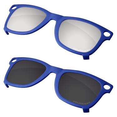 Imagem de Firtox Clipes polarizados unissex para Ray-Ban Meta Wayfarer RW4006 (tamanho M 50-22), proteja seus olhos - moldura azul - titânio preto e prata sólido