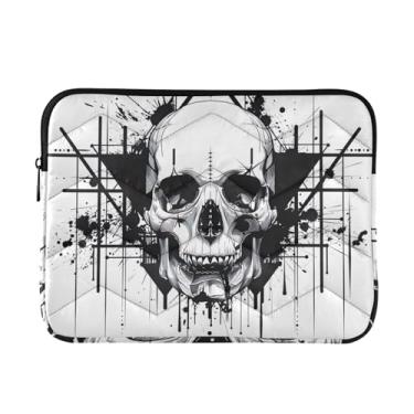 Imagem de Bolsa de laptop geométrica fina e leve com caveira, bolsa de transporte durável para tablet de viagem para trabalho, bolsa fina para laptop para mulheres, de 13 a 14 polegadas