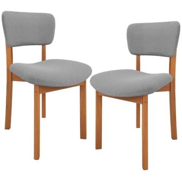 Imagem de Kit 02 Cadeiras Para Sala de Jantar Cozinha Living Estofada Dara L02 Bouclê Cinza - Lyam Decor