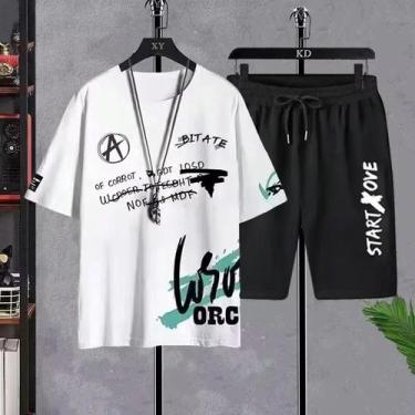 Imagem de Conjunto De Roupas Casuais De Verão Masculinas Oversized Y2K Camiseta 