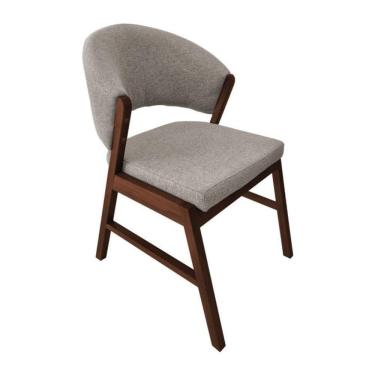 Imagem de Cadeira De Jantar Madeira Maciça Débora Linho Premium Mel;Bege Linho