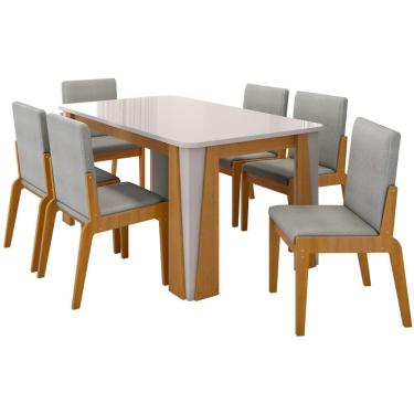 Imagem de Kit Mesa de Jantar Opera com 6 Cadeiras Sinfonia em Linho