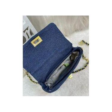 Imagem de Bolsa Feminina Transversal com Fecho na frente Jeans costurada - 19x11