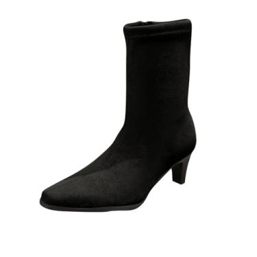 Imagem de Botas femininas modernas, de salto alto, cano baixo, casual, com cabeça pontiaguda, confortável, sapatos casuais, Preto, 38