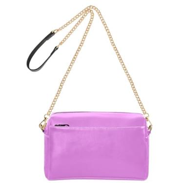 Imagem de Joitme Bolsa de ombro feminina transversal para celular linda bolsa de ombro de couro PU alça de corrente lavanda magenta