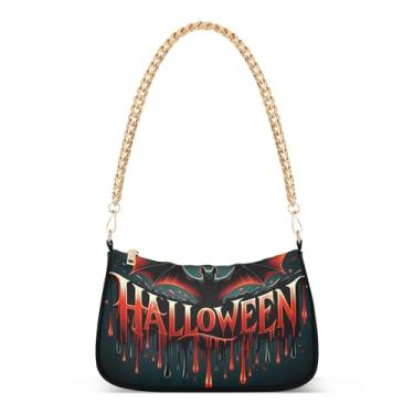 Imagem de Bolsa de ombro de morcego legal de Halloween, bolsa moderna Hobo, bolsa de mão artística para noite para mulheres