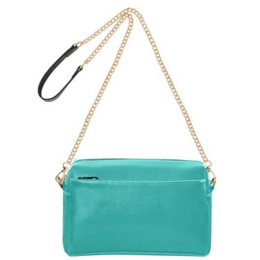 Imagem de Joitme Bolsa tiracolo feminina bolsa para celular bolsa de ombro de couro PU com alça de corrente verde mar azul