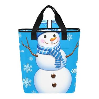 Imagem de Bolsa térmica de inverno azul boneco de neve com 36 latas com isolamento térmico macio para viagens