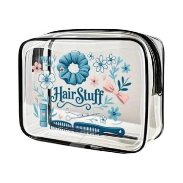 Imagem de Bolsa cosmética transparente "Hair Stuff"., Claro, BR-P