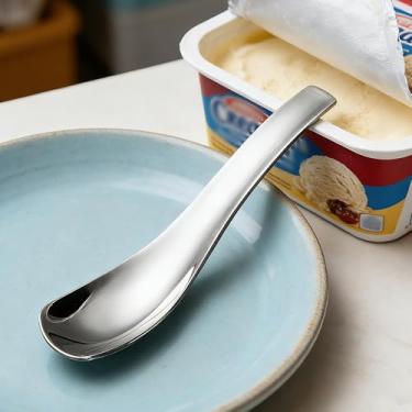 Imagem de Colher de aço inoxidável colher de chá de sorvete, colher de biscoito, colher de sobremesa, casa, restaurante, alça de polimento, colher de café, prata