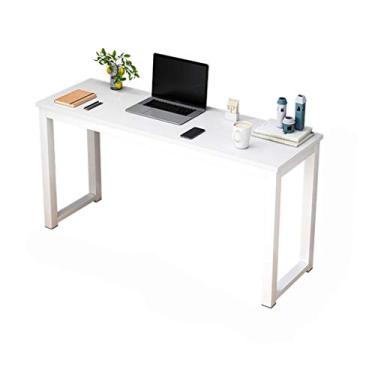 Imagem de Escrivaninha de computador, mesa de estudo para laptop, mesa de estudo simples, mesa de trabalho resistente, estação de trabalho de PC, para mesa de notebook de escritório em casa. (branco 120 x 40 cm