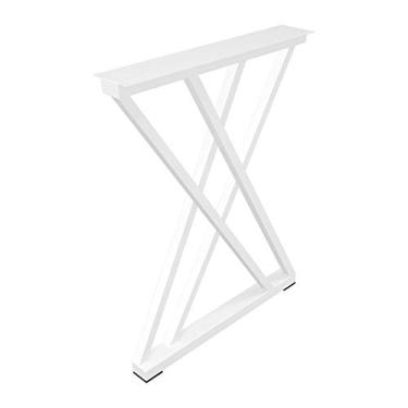 Imagem de Pernas de metal em forma de X, pernas de mesa de escritório DIY resistentes industriais, substituição de pés de mesa de jantar, preto. (branco 75 x 72,5)