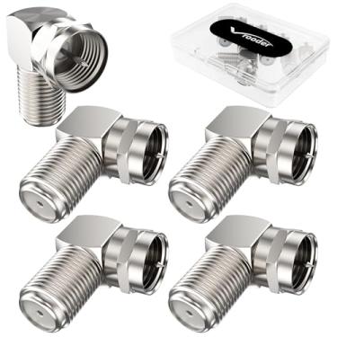 Imagem de Conector de cabo coaxial de 90 graus RG6 coaxial fêmea para fêmea extensor adaptador tipo F banhado a ouro para extensor de cabo coaxial, conector de cabo de TV, pacote com 5