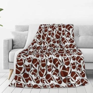 Imagem de Cobertores esportivos de coração, futebol, fazenda, cobertor de lã de flanela para casa, sala de estar, sofá, cama, cadeira ou decoração de dormitório, 152 x 127 cm