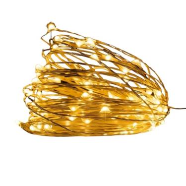 Imagem de Pisca Pisca Fio de Fada 2m LED Branco Quente Iluminação Decorativa Natal Festas Ambientes Conforto Luz Dourada Pilhas