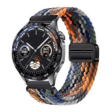 Imagem de BCMCBV Pulseira respirável de nylon de 22 mm e 20 mm para Huawei Watch GT4/Pro 46 mm/GT3/GT2 2e para Samsung Watch 6/5/4/3/Gear S3 (cor cowboy, para outros 20 mm)