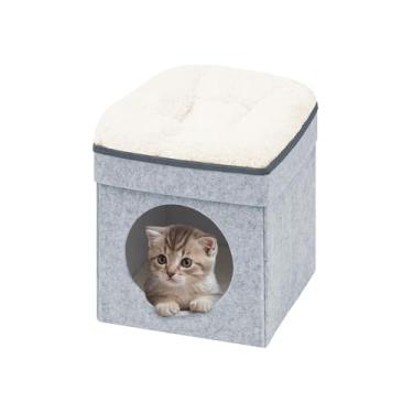 Imagem de B FSOBEIIALEO Casa para Gatos, Cubo Pequeno para Cães, para Gatos de Interior, Pufe Dobrável para Gatos, Caverna para Gatos, Condomínio Empilhável para Gatos, com Cama Removível E Macia para Dormir, F