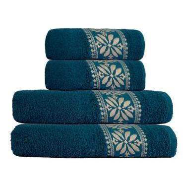 Imagem de Kit Toalha de Banho e Rosto Casal Grande Bordada de Algodão - Bella En