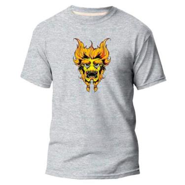 Imagem de Camiseta Basica Algodão Premium Estampada Dragão Japa - Pavesi, Cinza,