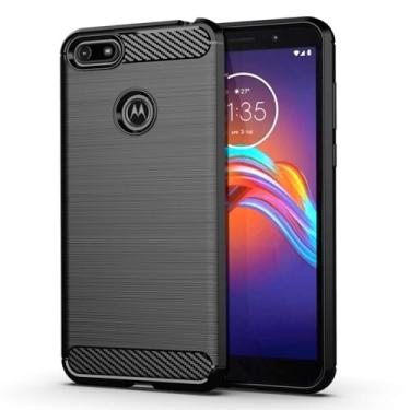 Imagem de Capa para Moto E6 Play Capa,Material de fibra de carbono,Macio antiderrapante,anti-óleo,Proteção total de capa de telefone compatível com Moto E6 Play-Black