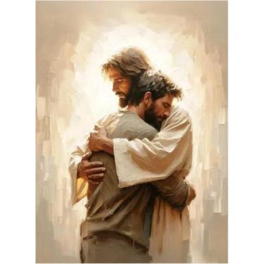 Imagem de BAWKENTON Kit de pintura por números para adultos e crianças, pintura cristã religiosa por números em tela, kit de pintura artística de número de Jesus por número, faça você mesmo, decoração de parede