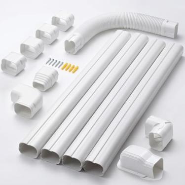 Imagem de OYLUS Mini capa de conjunto de linhas divididas, resistente ao clima, proteção durável para sistemas de mini split AC e bomba de calor, fácil instalação (branco)