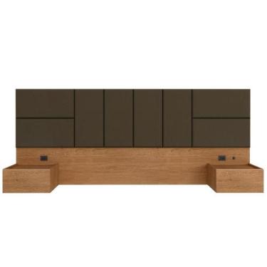 Imagem de Cabeceira Suspensa Cama Casal Com Led Malibu Carv/mar - M. Arapongas -