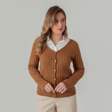 Imagem de Cardigan susie modal canelado feminino - Susie Modas, Marrom, M